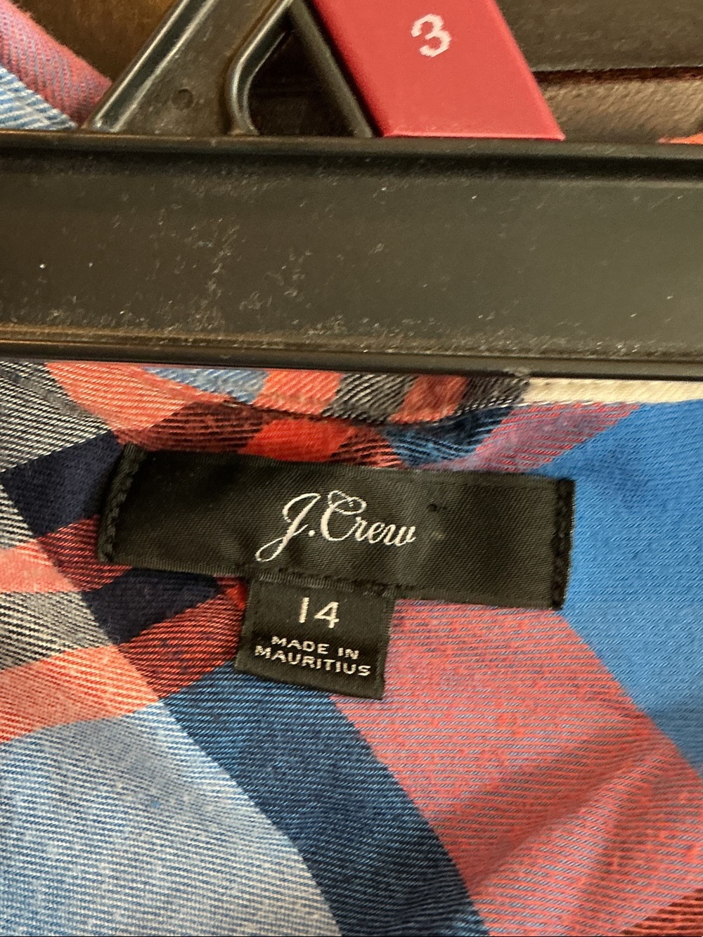 J. Crew Blue Red Plaid Button-Down Shirt - Picture 2 of 3